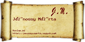 Jánossy Márta névjegykártya